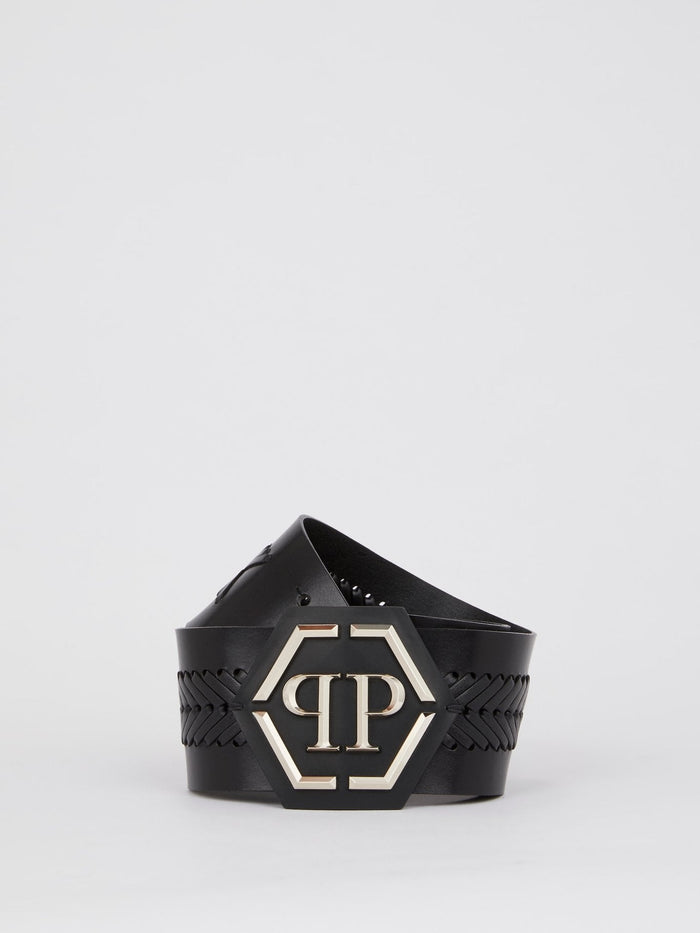 Black Braided Logo Belt