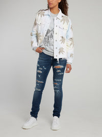 Aloha Plein Studded Frayed Denim Jacket