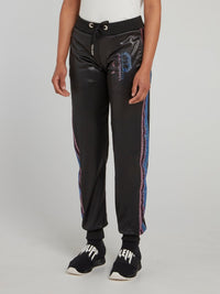 Black Side Stripe Studded Track Pants