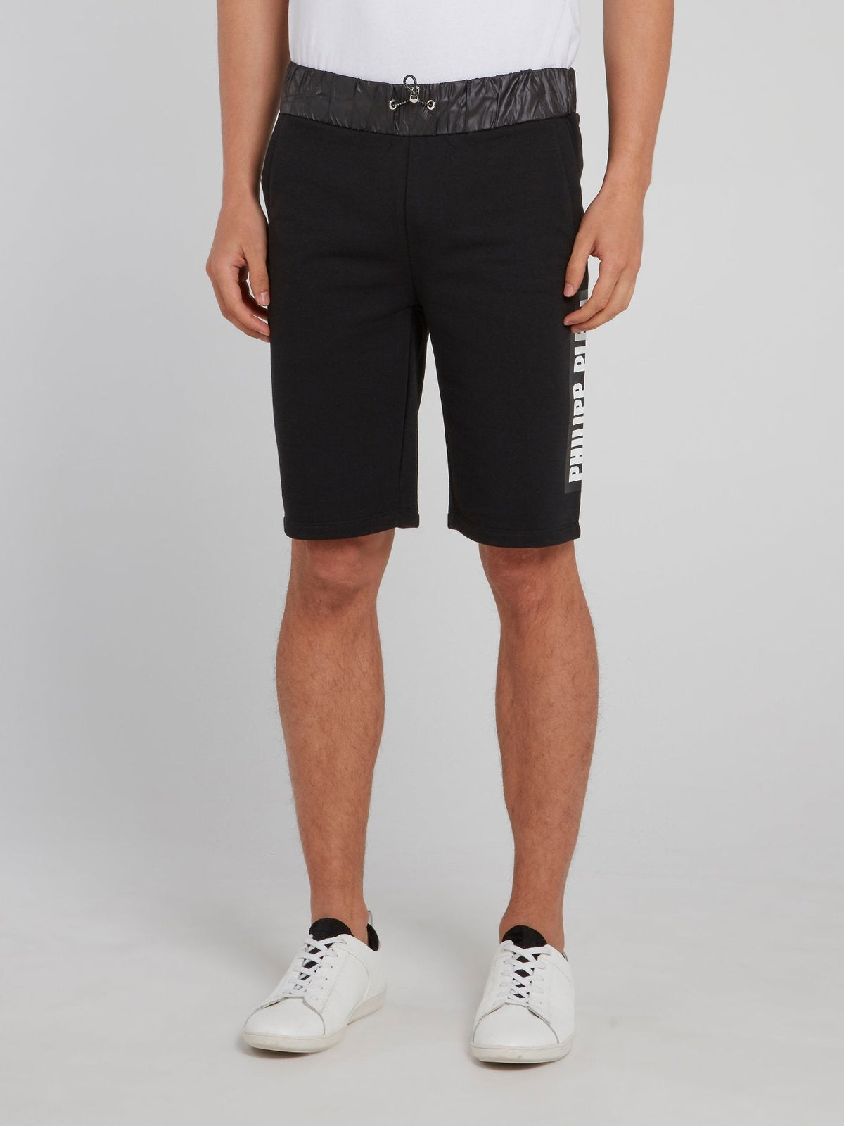 Black Ribbed Waistband Jogging Shorts