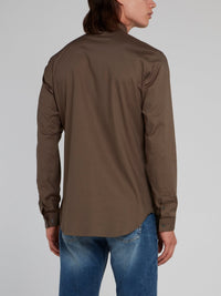 Brown Skull Buttoned Long Sleeve Shirt