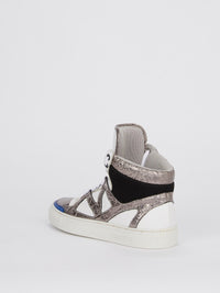 Silver Foil Panel High Top Sneakers