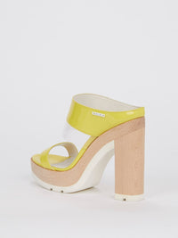 Yellow Block-Heel Patent Leather Sandals