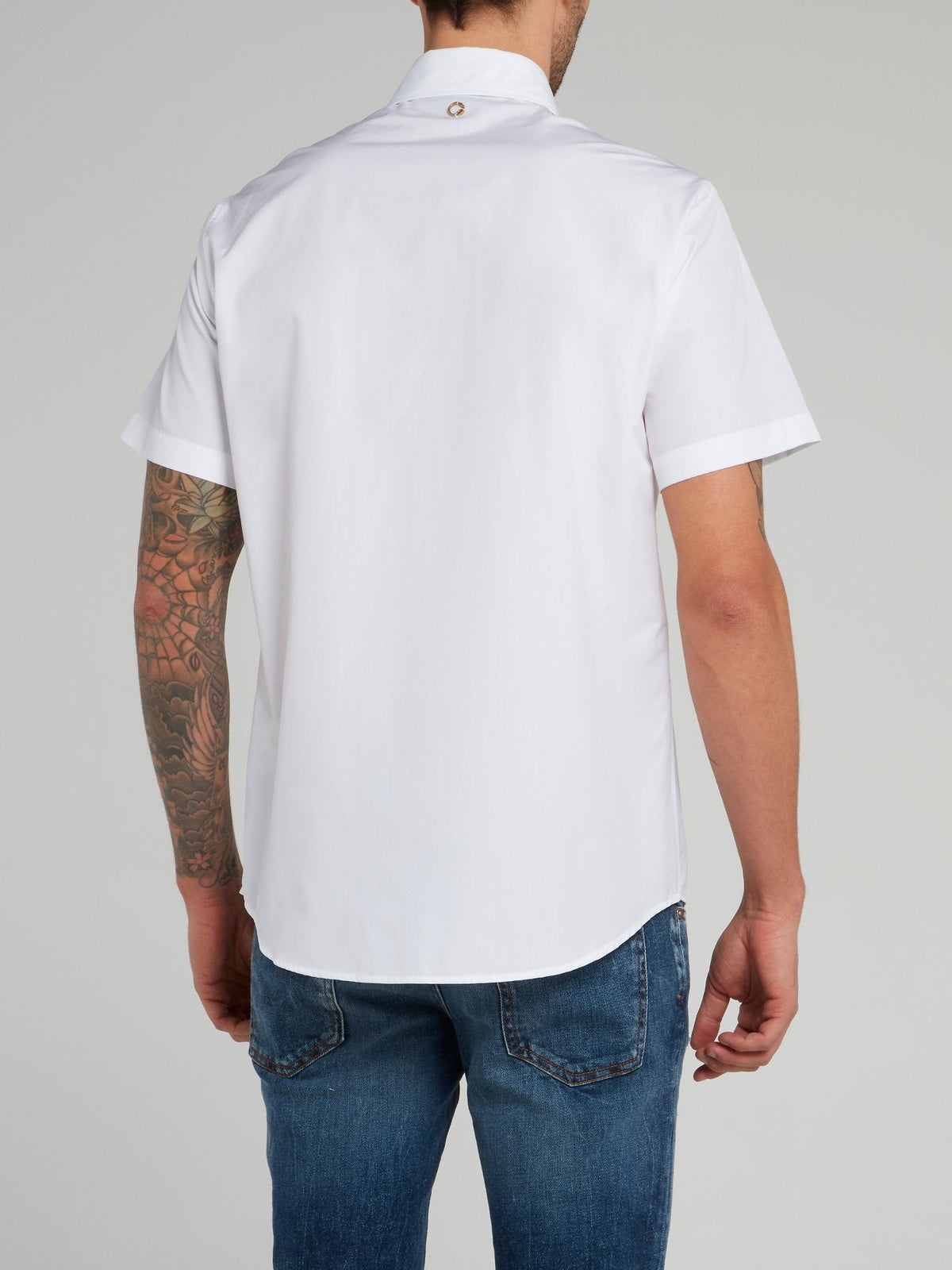 White Snake Print Short Sleeve Shirt