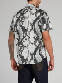 Snake Skin Print Short Sleeve Shirt