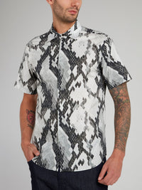 Snake Skin Print Short Sleeve Shirt