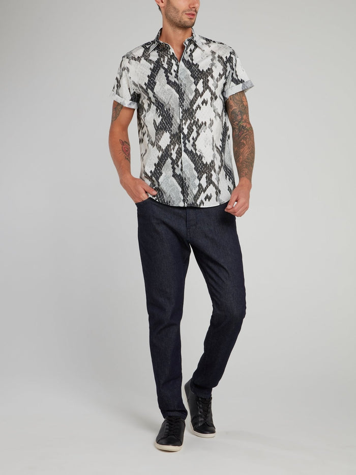 Snake Skin Print Short Sleeve Shirt