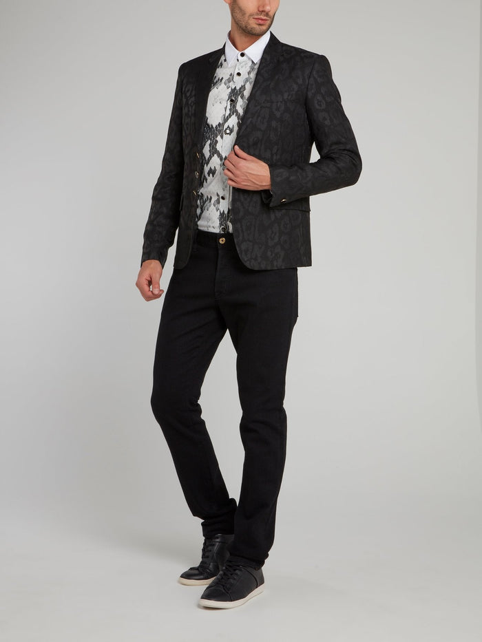 Black Leopard Print Blazer