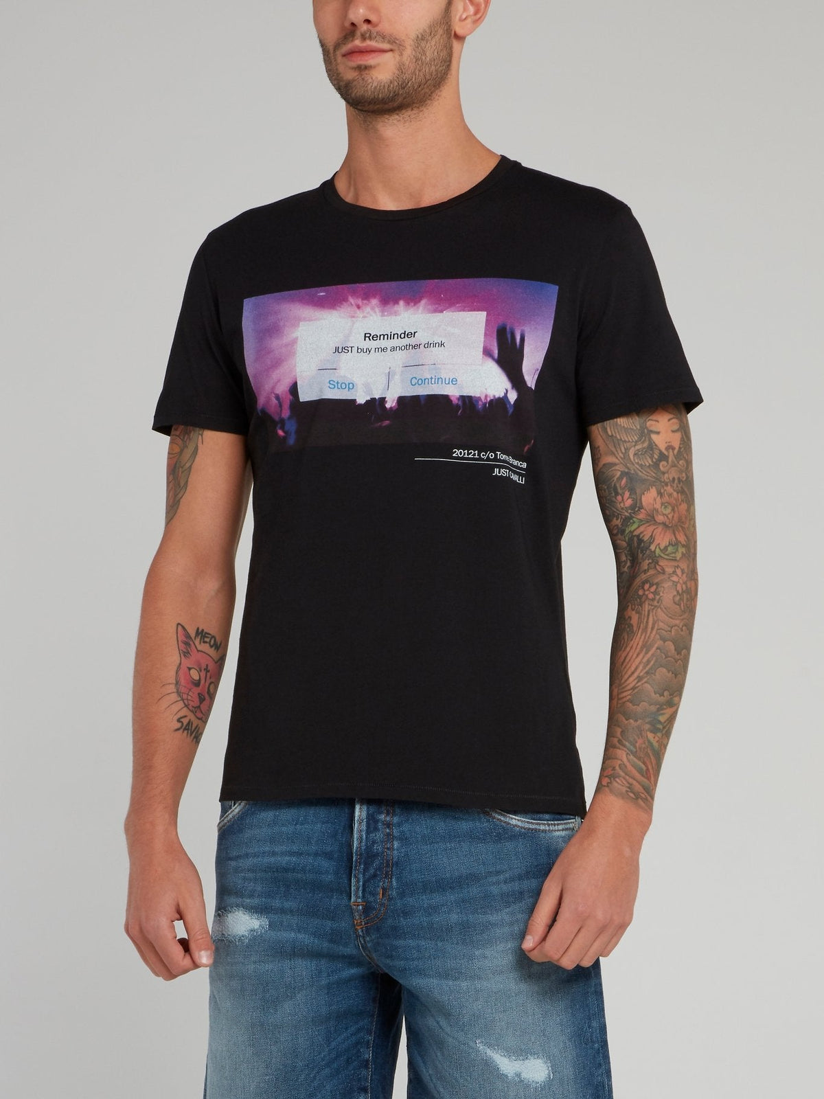 Black Statement Graphic Print T-Shirt