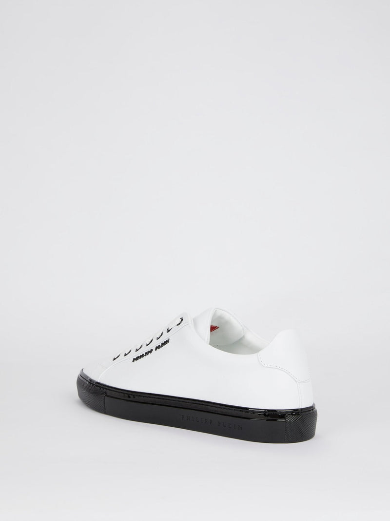 White Contrast Sole Low Top Sneakers