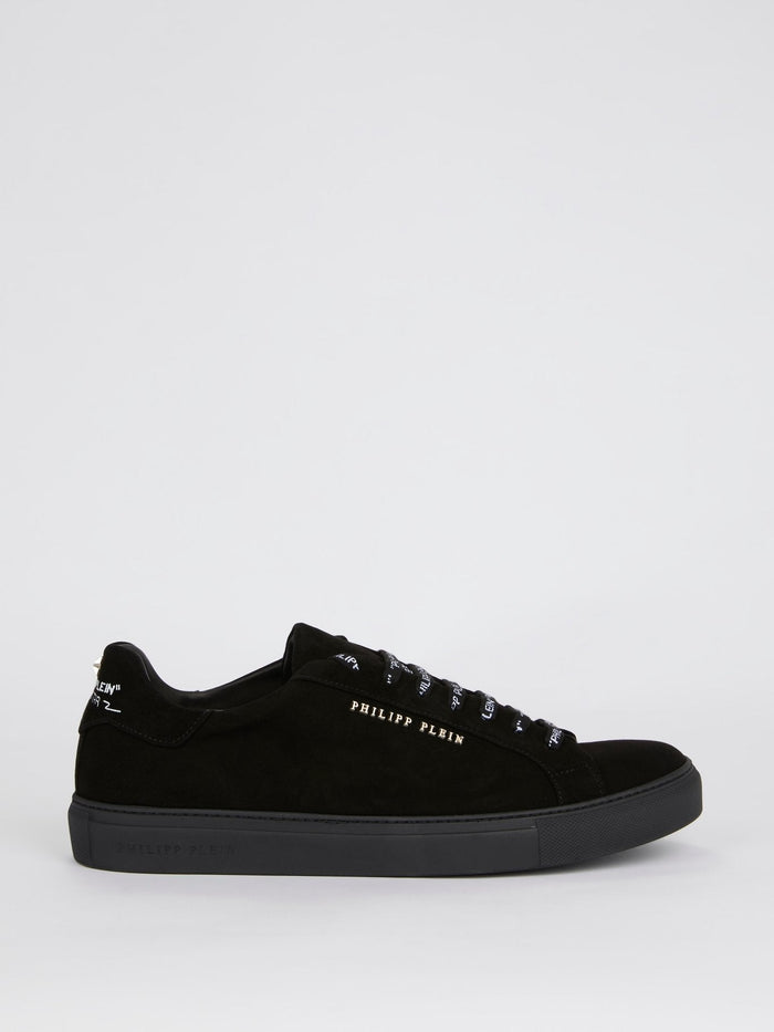 All Black Logo Lace Up Sneakers