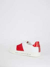 Red Heel Patch Low Top Leather Sneakers