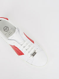 Red Heel Patch Low Top Leather Sneakers