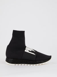 Black High Top Logo Sock Sneakers