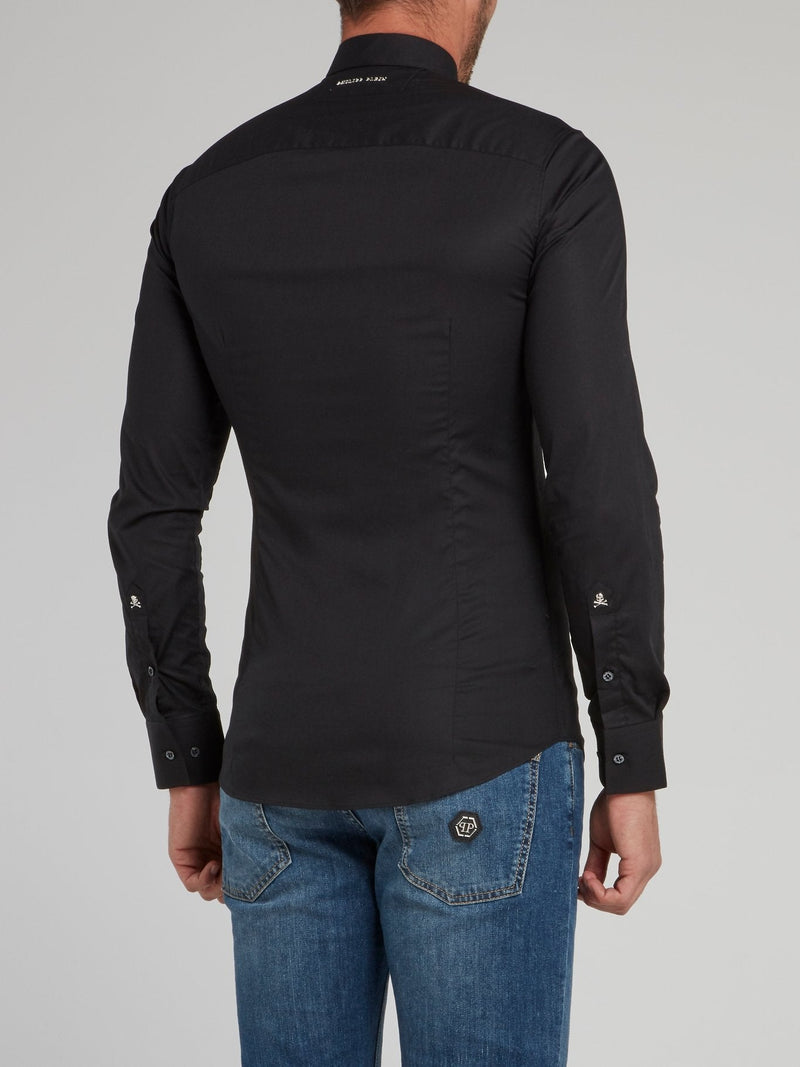 Black Studded Skull Long Sleeve Shirt