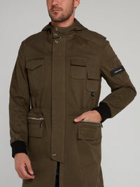 Olive Belted Hooded Parka