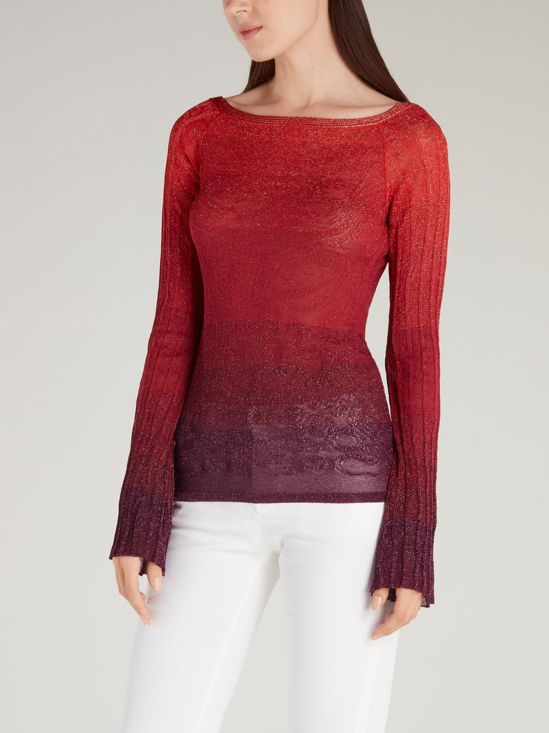 Red Glitter Fabric Sweater