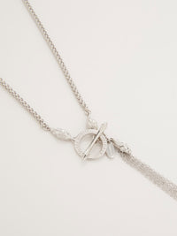 Silver Chain Tassle Toggle Clasp Necklace