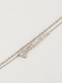 Silver Crystal Embellished Logo Link Bracelet