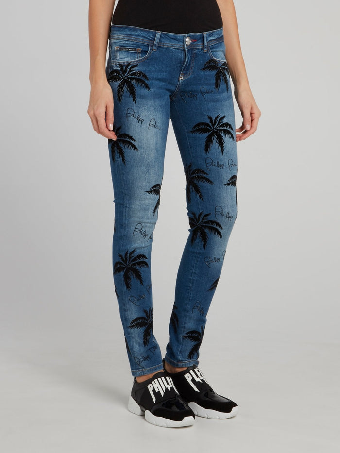 Aloha Plein Embellished Slim Fit Denim Jeans