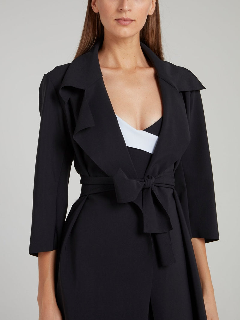 Saveria Black Bow Trench Coat