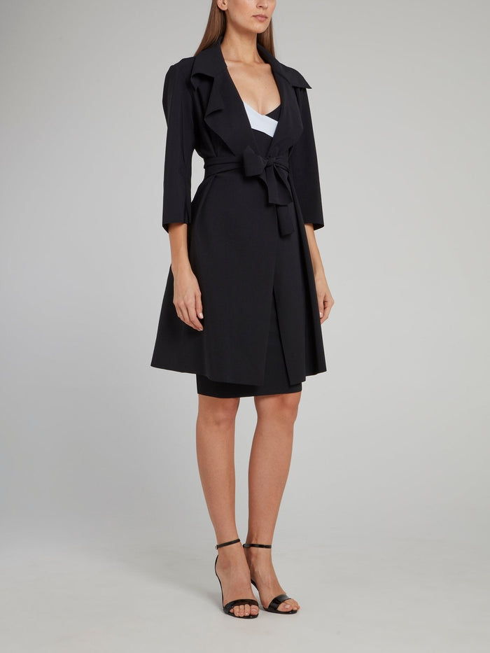 Saveria Black Bow Trench Coat