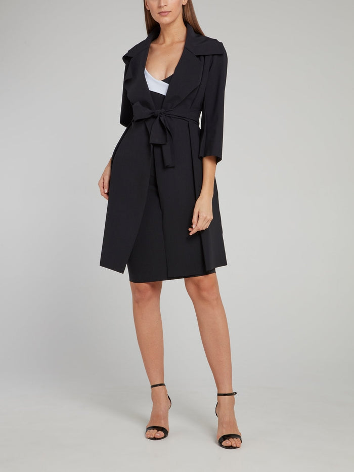 Saveria Black Bow Trench Coat