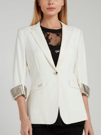 White Multi-Stud Statement Blazer