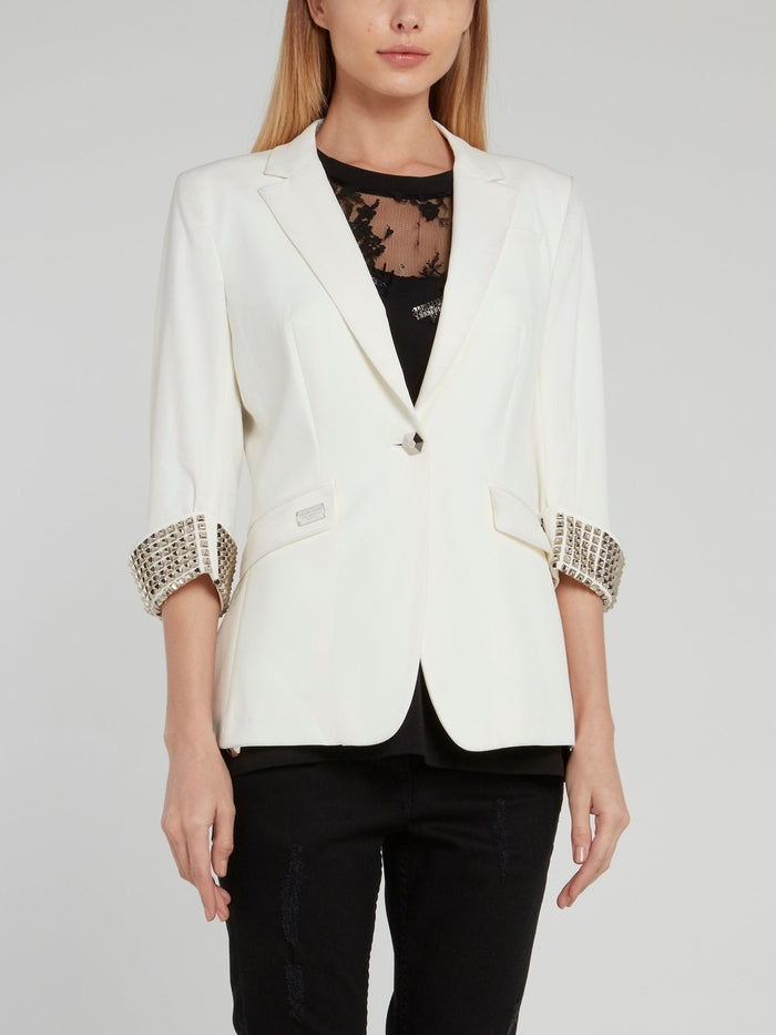 White Multi-Stud Statement Blazer