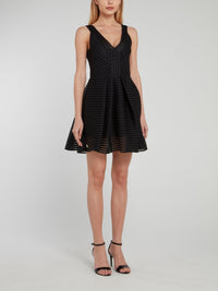 Black Perforated Décolleté Mini Dress