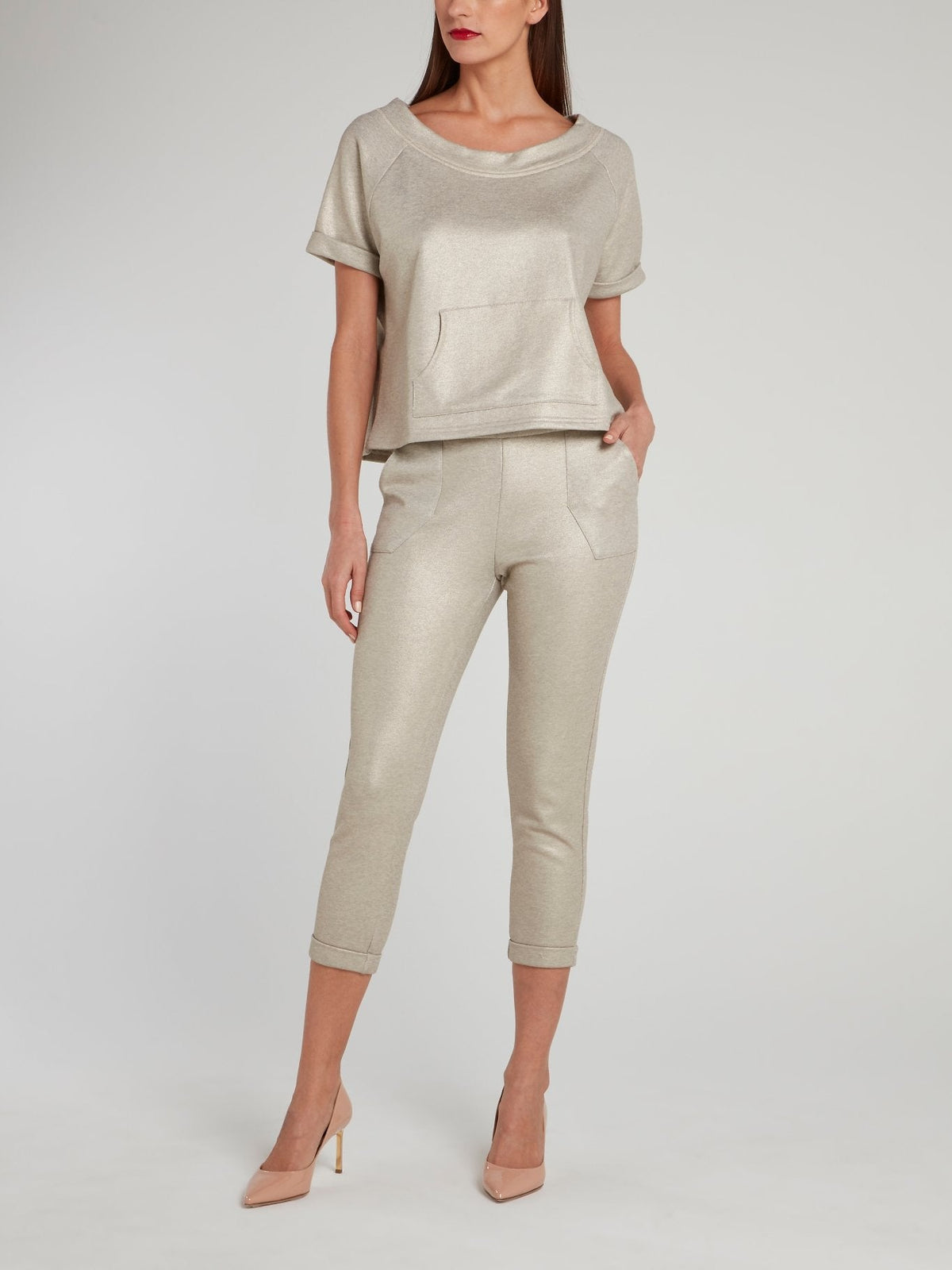 Gold Coated Scoop Neck Cotton Top