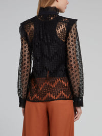 Black Frill Detail Lace Top