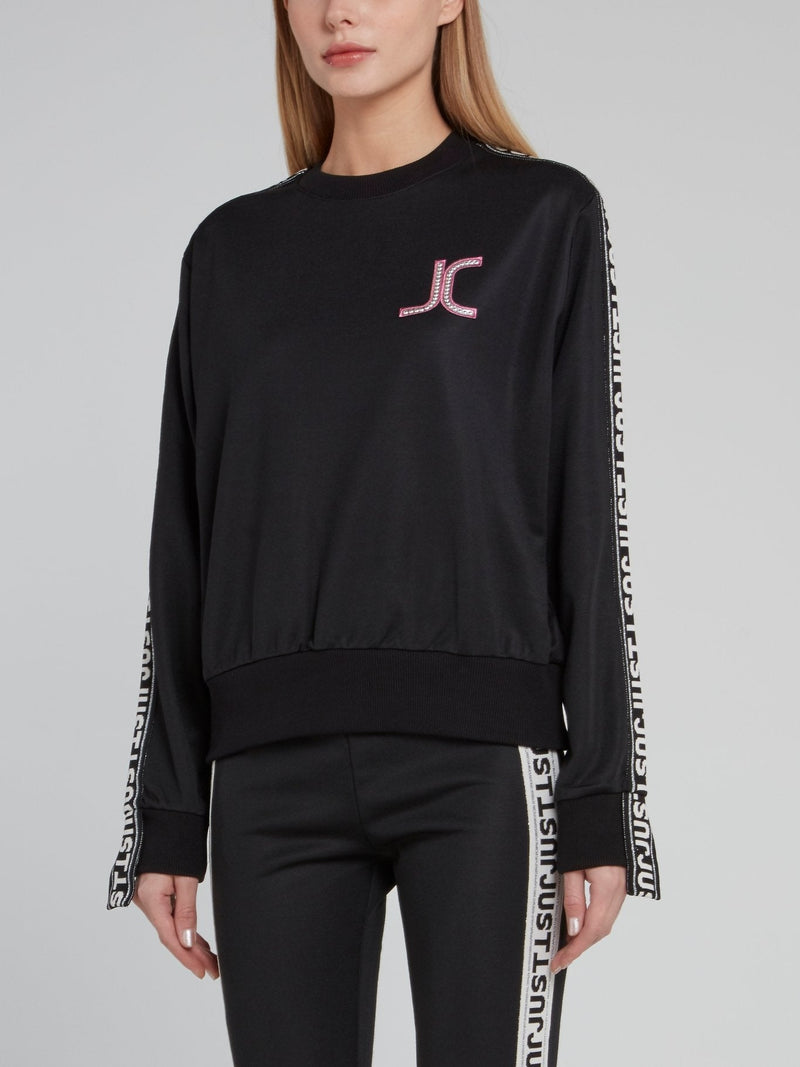 Black Logo Side Stripe Sweatshirt