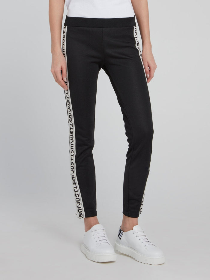 Black Side Logo Waistband Cropped Pants