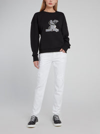 Black Studded Snake Logo Sweatshirt