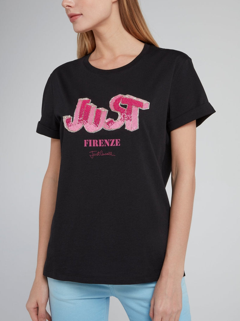 Black Multi-Stud Logo T-Shirt