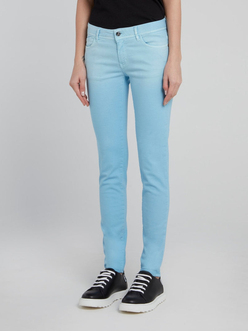 Blue Detailed Pocket Skinny Jeans