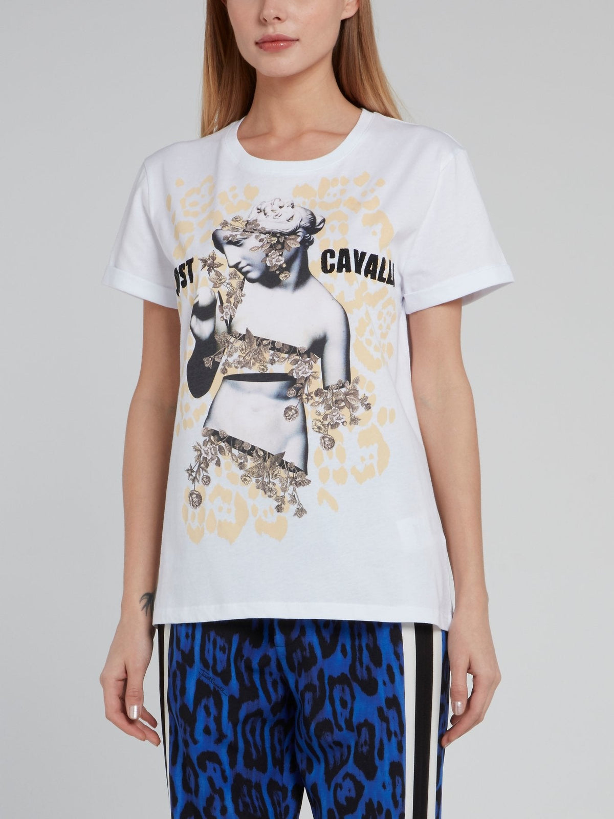 White Sculpture Print Crewneck T-Shirt