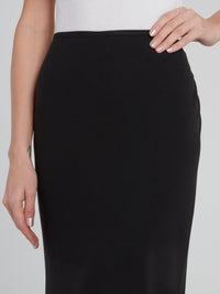 Black Godet Crepe Maxi Skirt