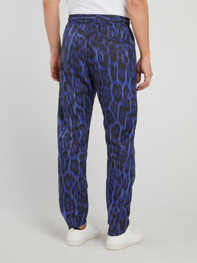 Blue Leopard Print Trousers