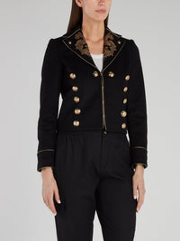 Black Button Embellished Jacket