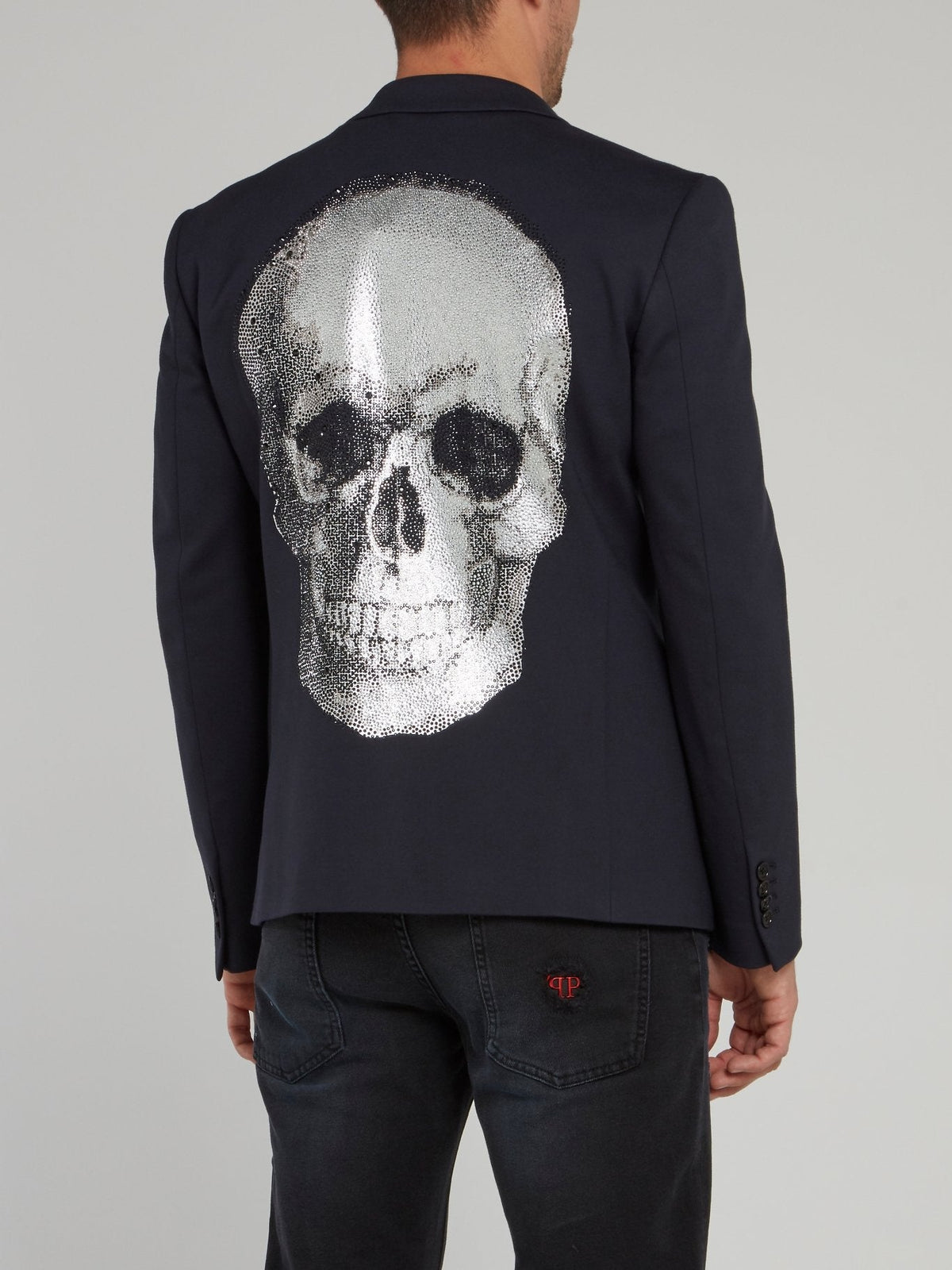 Navy Multi-Stud Skull Blazer