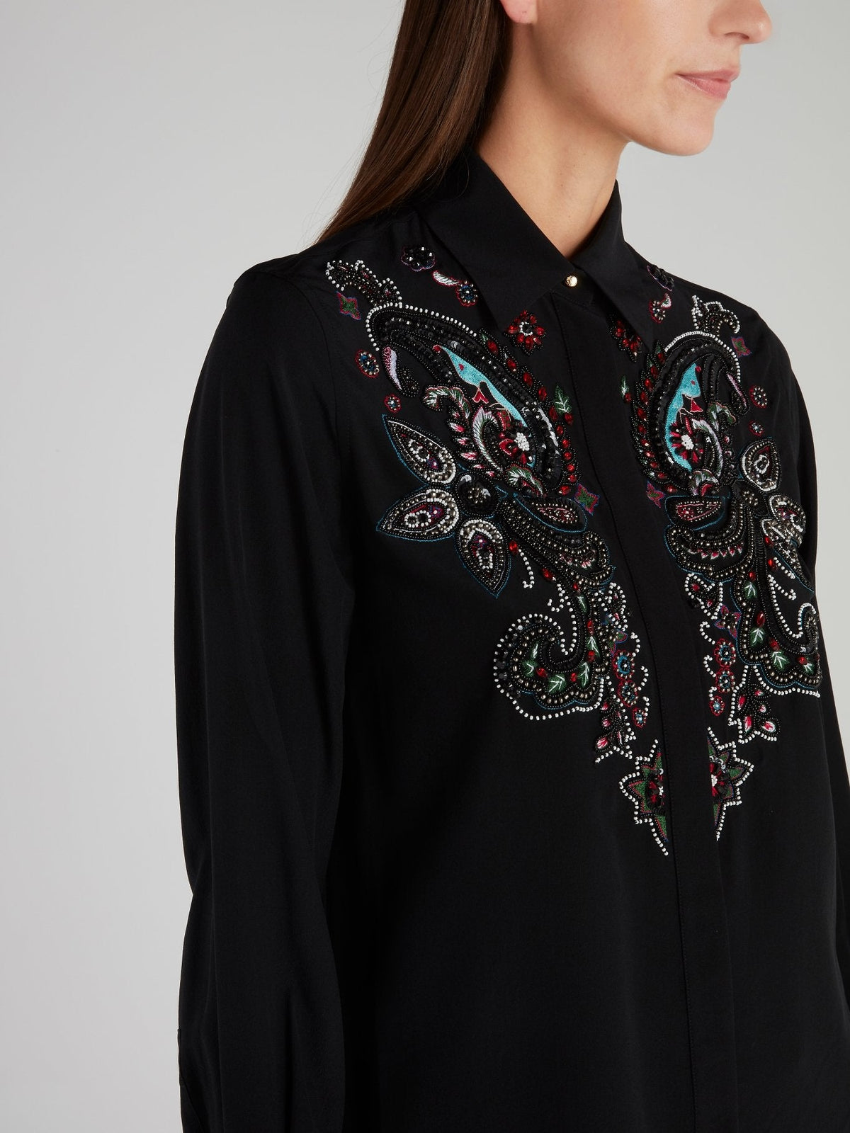 Black Multi-Bead Long Sleeve Shirt