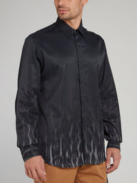 Black Leopard Fade Print Long Sleeve Shirt