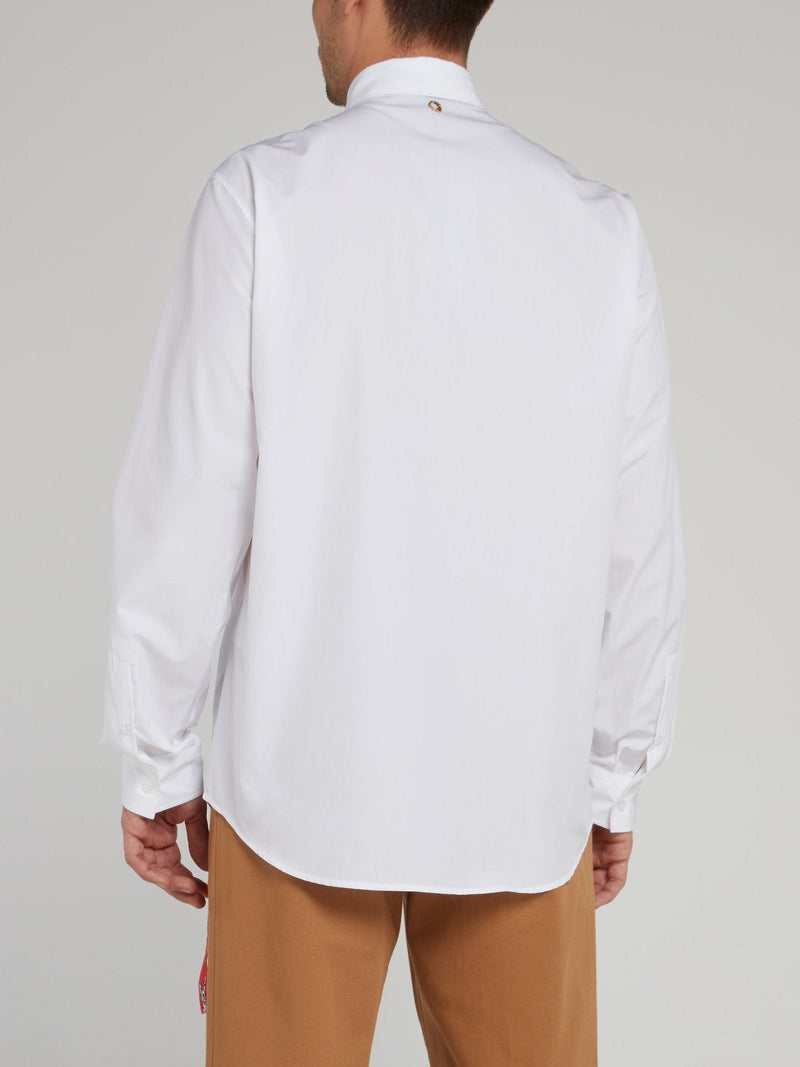 White Stripe Panel Long Sleeve Shirt