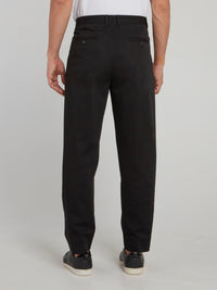 Black Side Fringe Tapered Pants