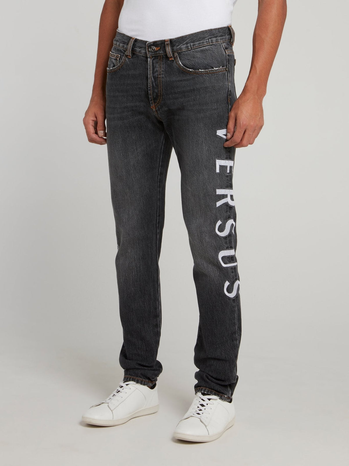 Grey Wash Logo Denim Jeans