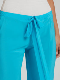 Aqua Tie Front Palazzo Pants