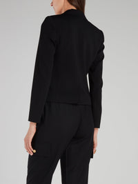 Black Button Detail Cropped Blazer