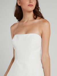 White Strapless Wrap Ball Gown